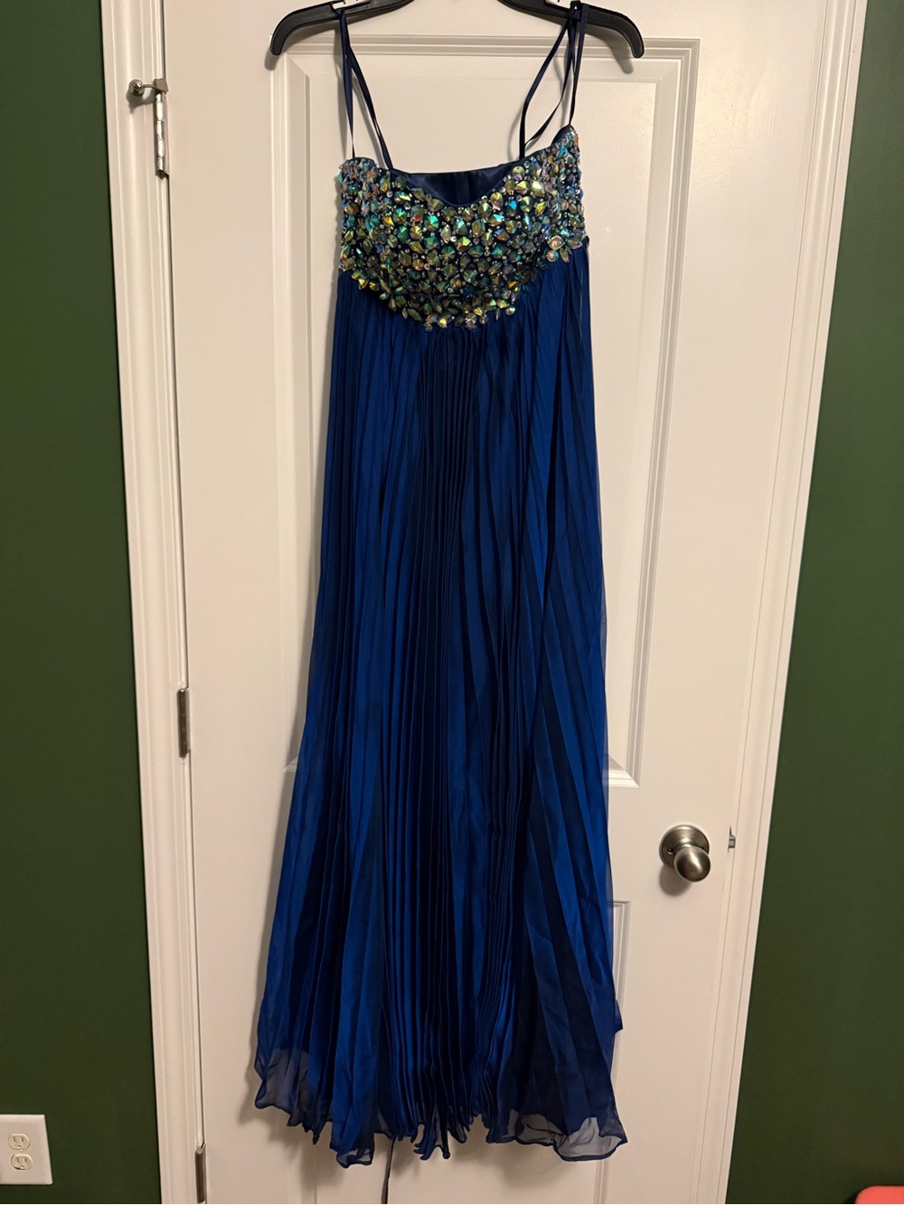 Elegant Beaded Navy Blue Pleated Skirt